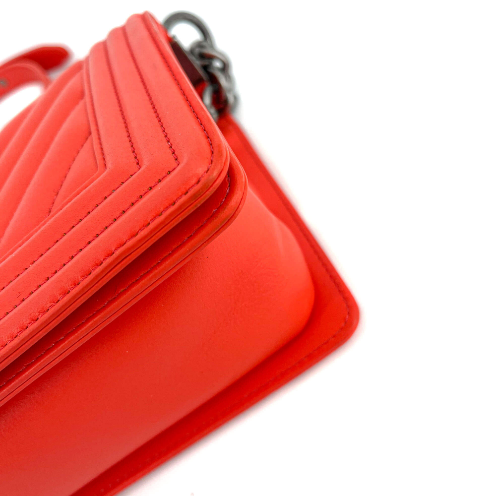 Chanel Boy Chevron Red Ruthenium