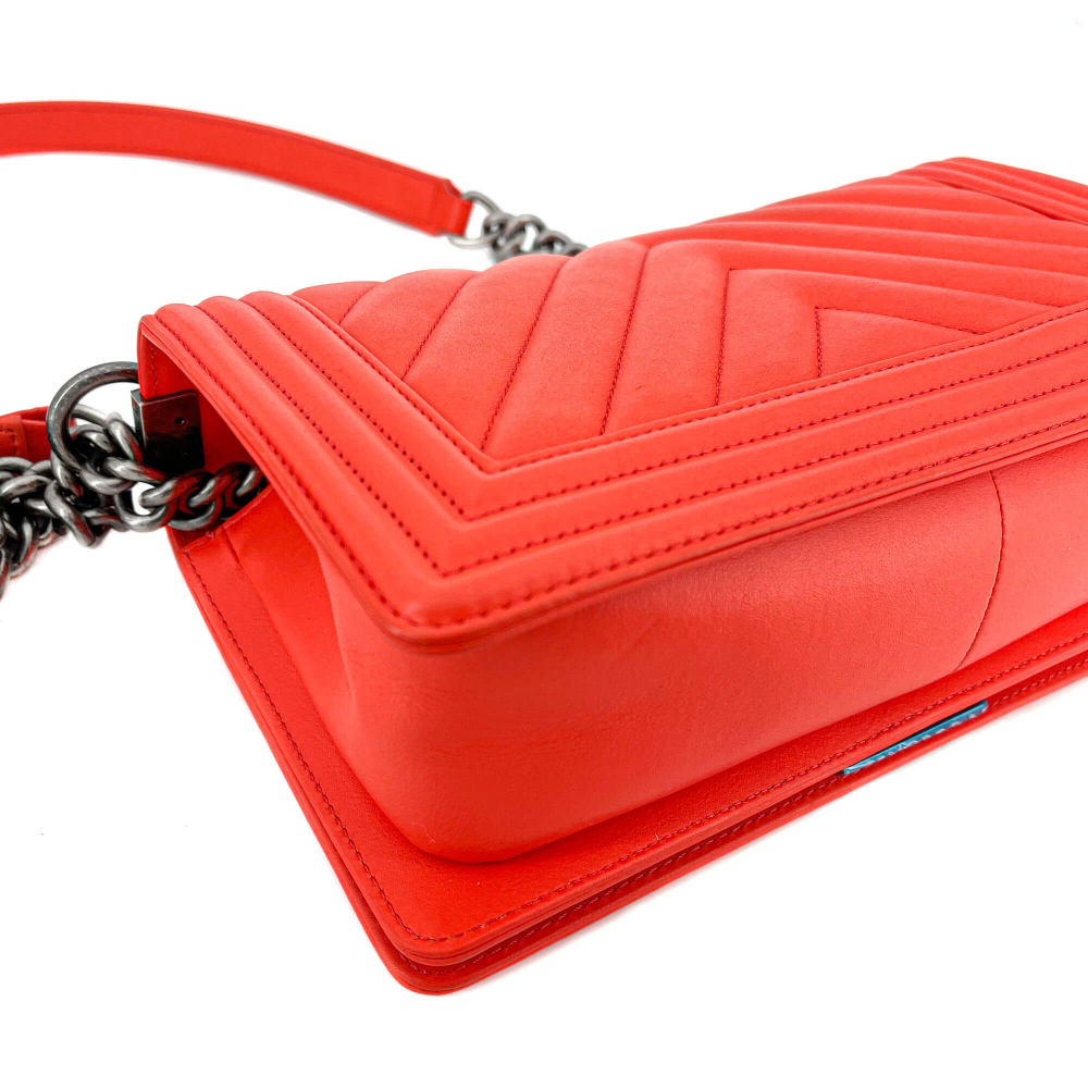 Chanel Boy Chevron Red Ruthenium