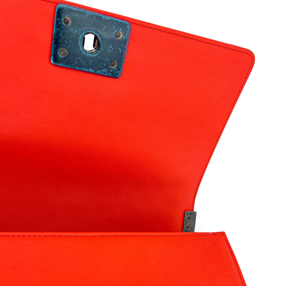 Chanel Boy Chevron Red Ruthenium