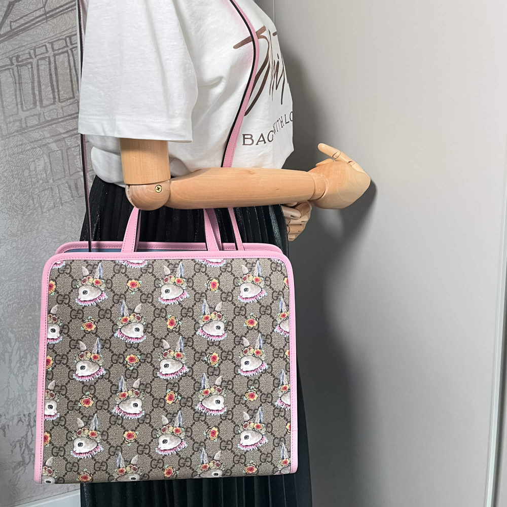 Gucci Children's GG Supreme Canvas Higuchi Yuko Pink Tote