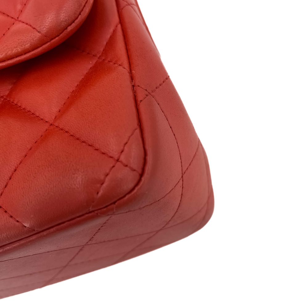 Chanel Classic Double Flap Jumbo Lambskin Leather Chain Bag Red/Orange