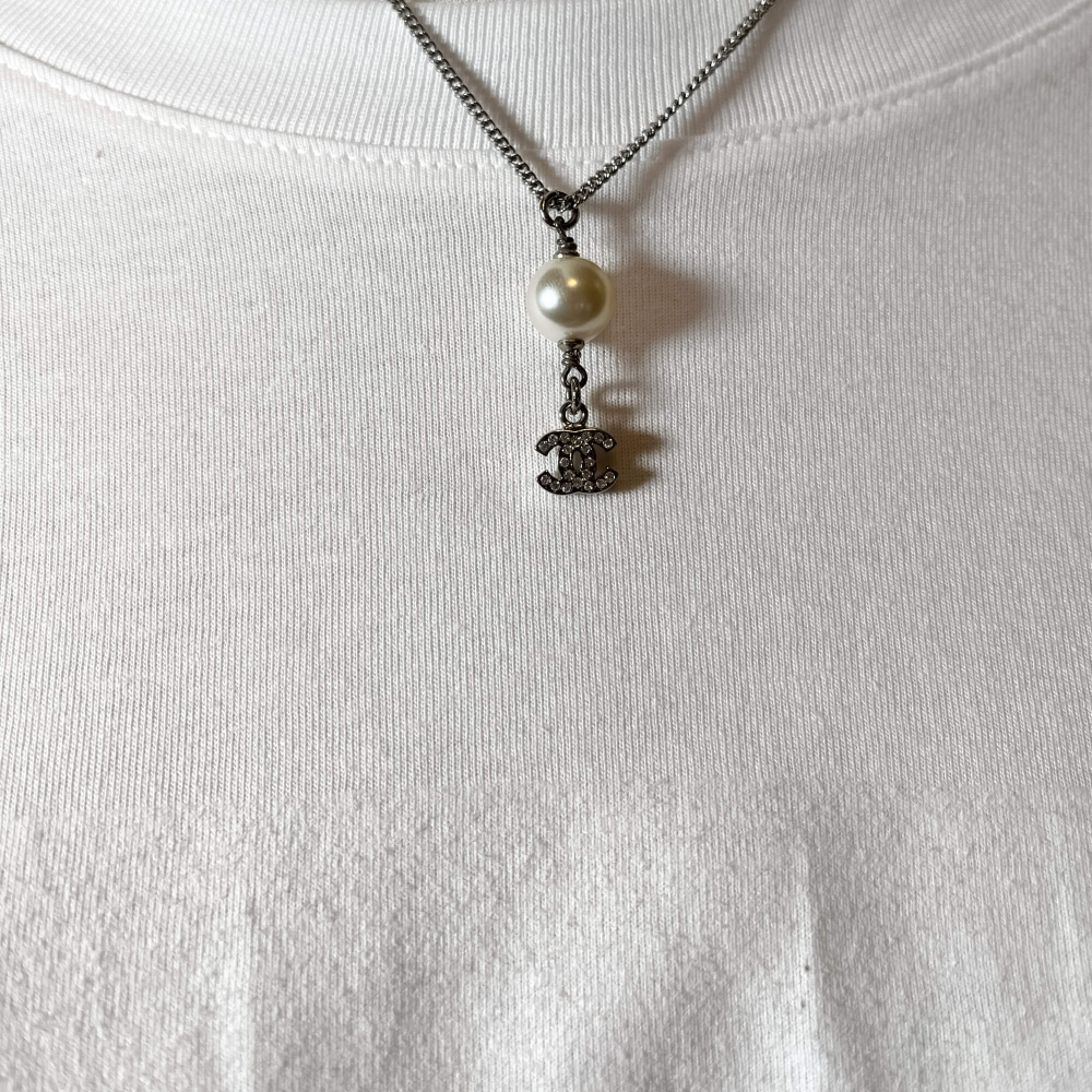 Chanel Coco Short Necklace CC Faux Pearl & Strass