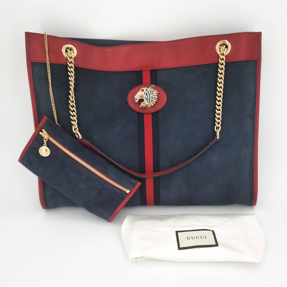 Gucci Maxi Rajah Tote Blue & Red