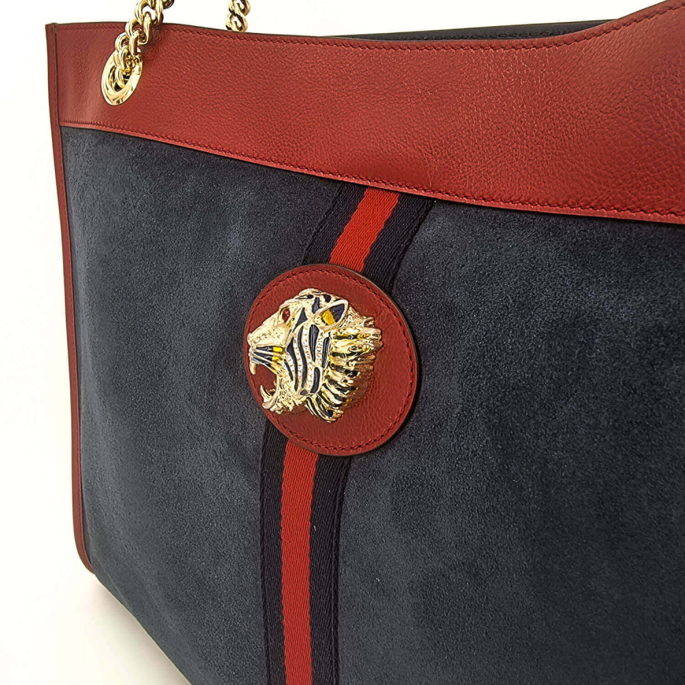 Gucci Maxi Rajah Tote Blue & Red
