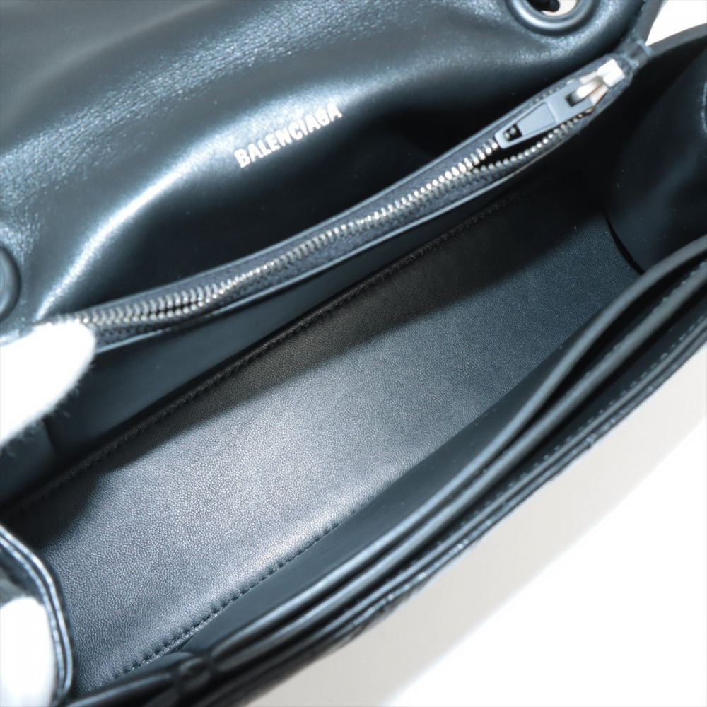 Balenciaga Hourglass Small Leather Chain Flap Bag Black