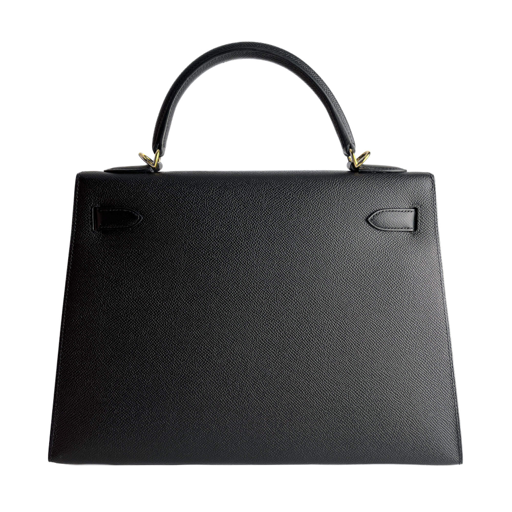 Hermès Kelly 32 Epsom Leather Sellier Top-handle Handbag Black