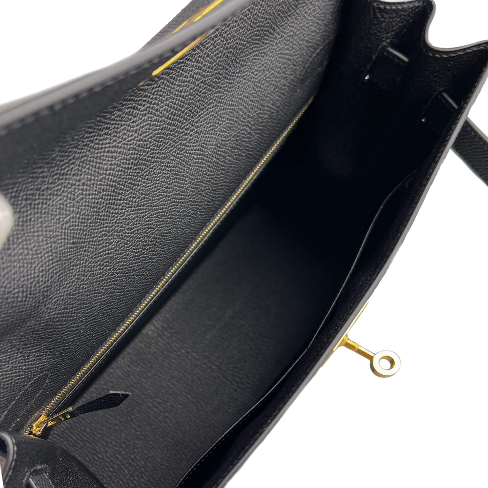 Hermès Kelly 32 Epsom Leather Sellier Top-handle Handbag Black