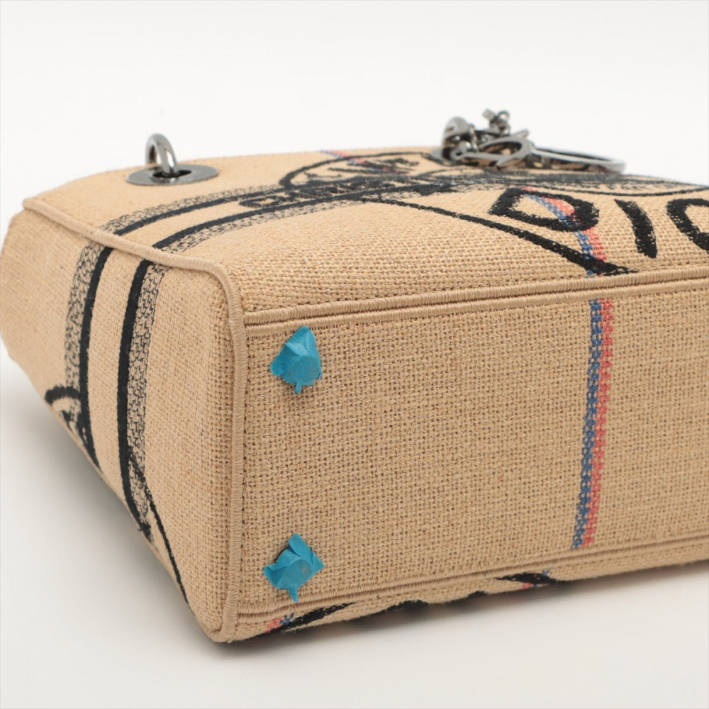 Christian Dior Lady Dior D-Lite Medium Embroidered Jute Dior-Union Beige Bag