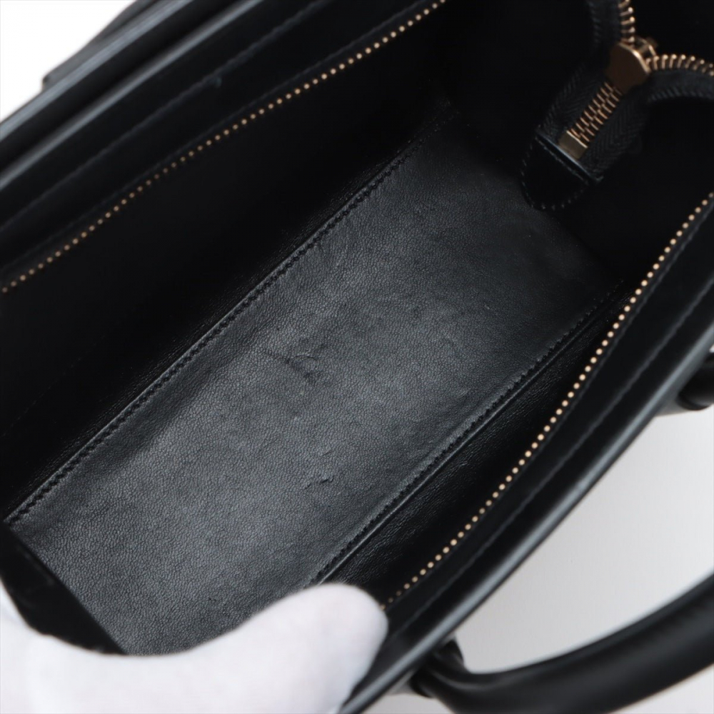 Celine Luggage Nano Leather Tote Bag Black & Beige