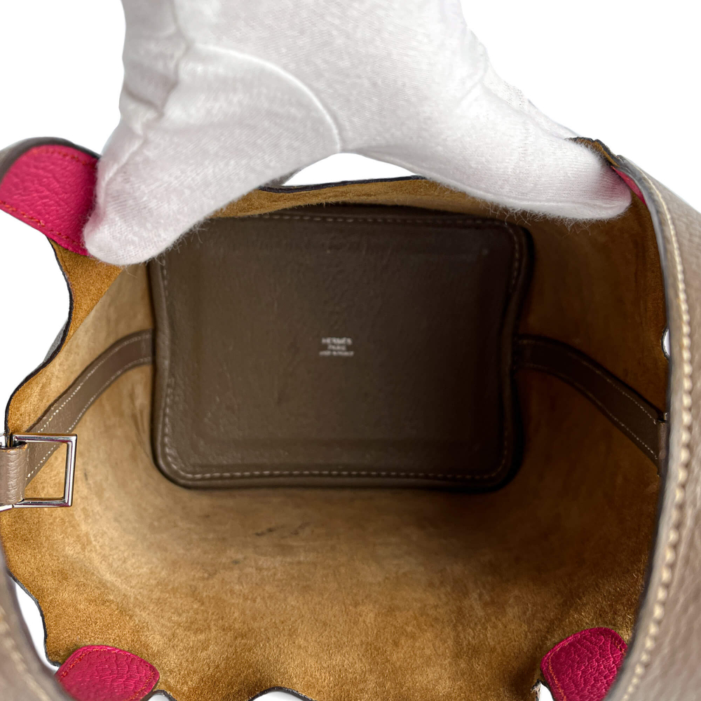 Hermès Picotin 18 Leather Lockless Bucket Handbag Etoupe