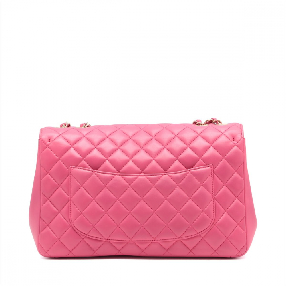 Chanel Single Flap Jumbo Leather Chain Bag Pink