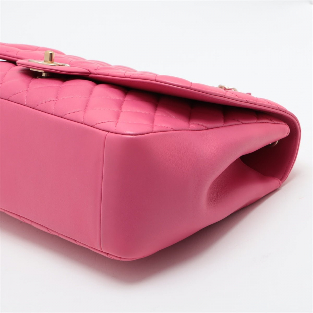 Chanel Single Flap Jumbo Leather Chain Bag Pink