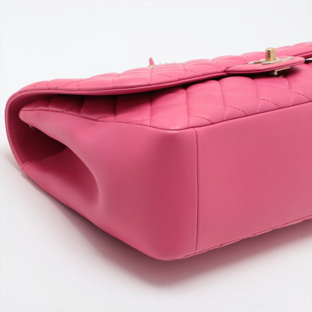 Chanel Single Flap Jumbo Leather Chain Bag Pink