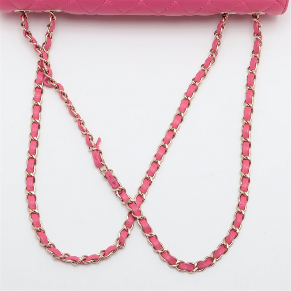 Chanel Single Flap Jumbo Leather Chain Bag Pink