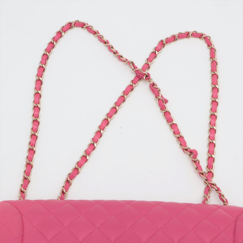 Chanel Single Flap Jumbo Leather Chain Bag Pink