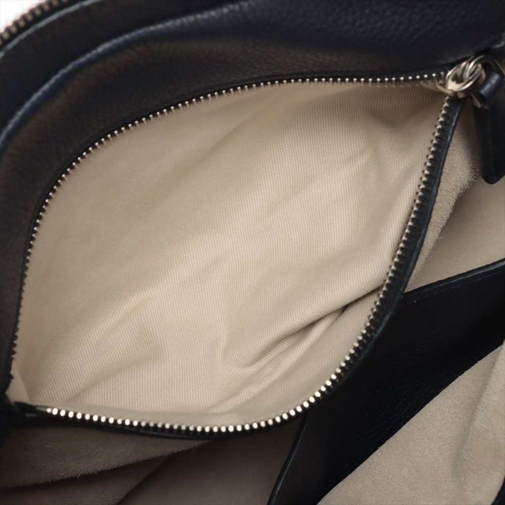 Prada Zipped Shoulder Bag Daino Leather Navy blue