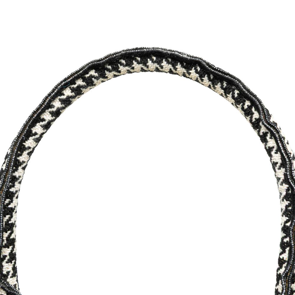 Christian Dior B Dior Black Canvas Fabric Large Houndstooth Embroidered Book Tote Italy