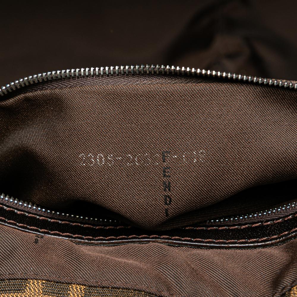 Fendi B Fendi Brown Canvas Fabric Large Zucca Twins Tote Italy