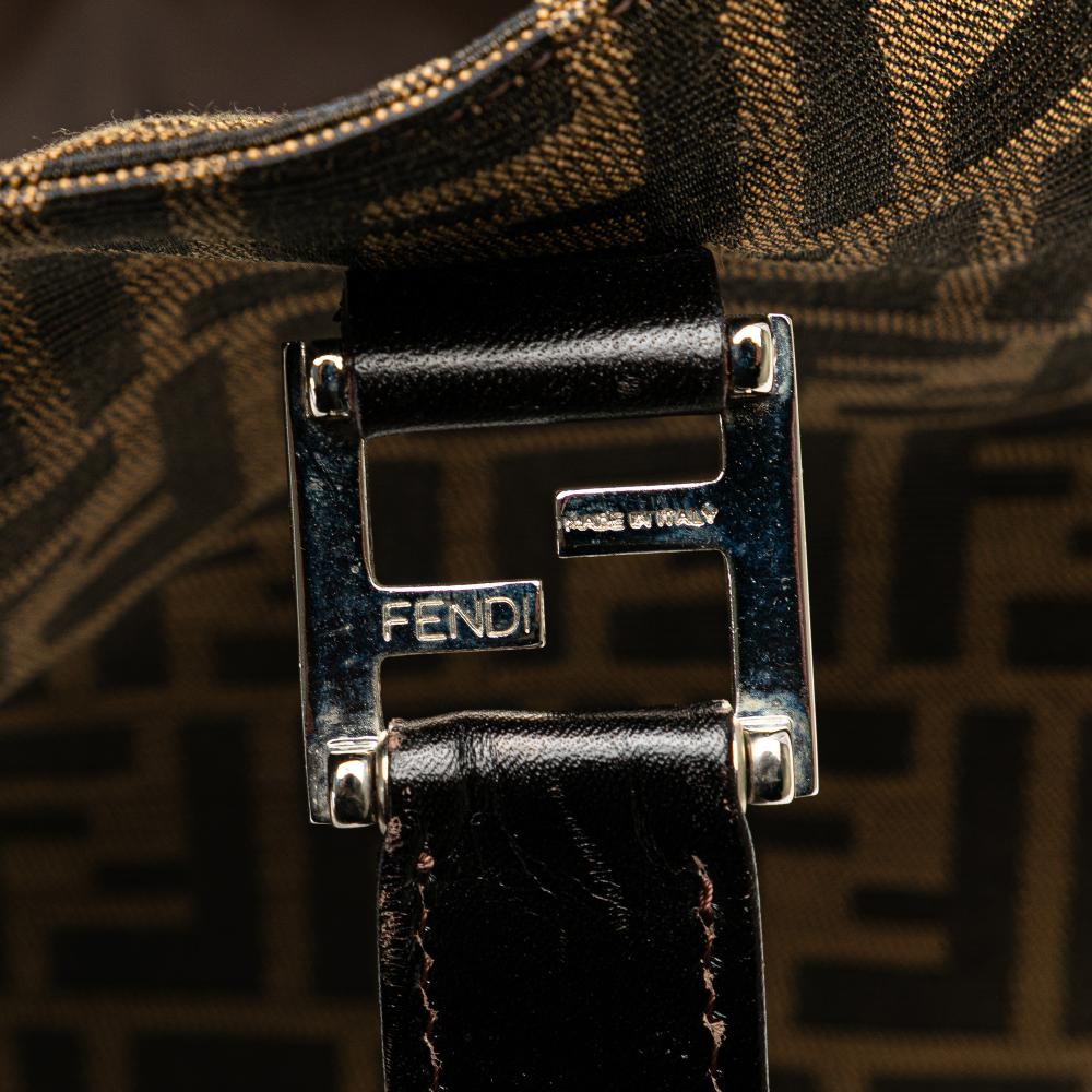 Fendi B Fendi Brown Canvas Fabric Large Zucca Twins Tote Italy