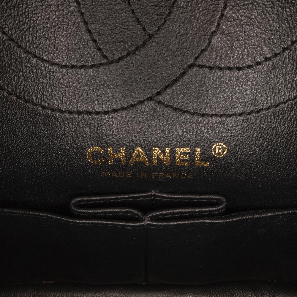 Chanel Black Medium Croc Embossed Lambskin 2.55 Reissue Double Flap Bag France