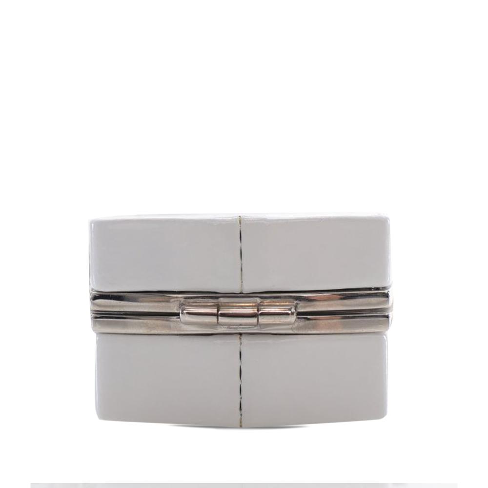 Chanel B Chanel White Patent Leather Leather Patent Goatskin Make-Up Box Clutch With Chain France