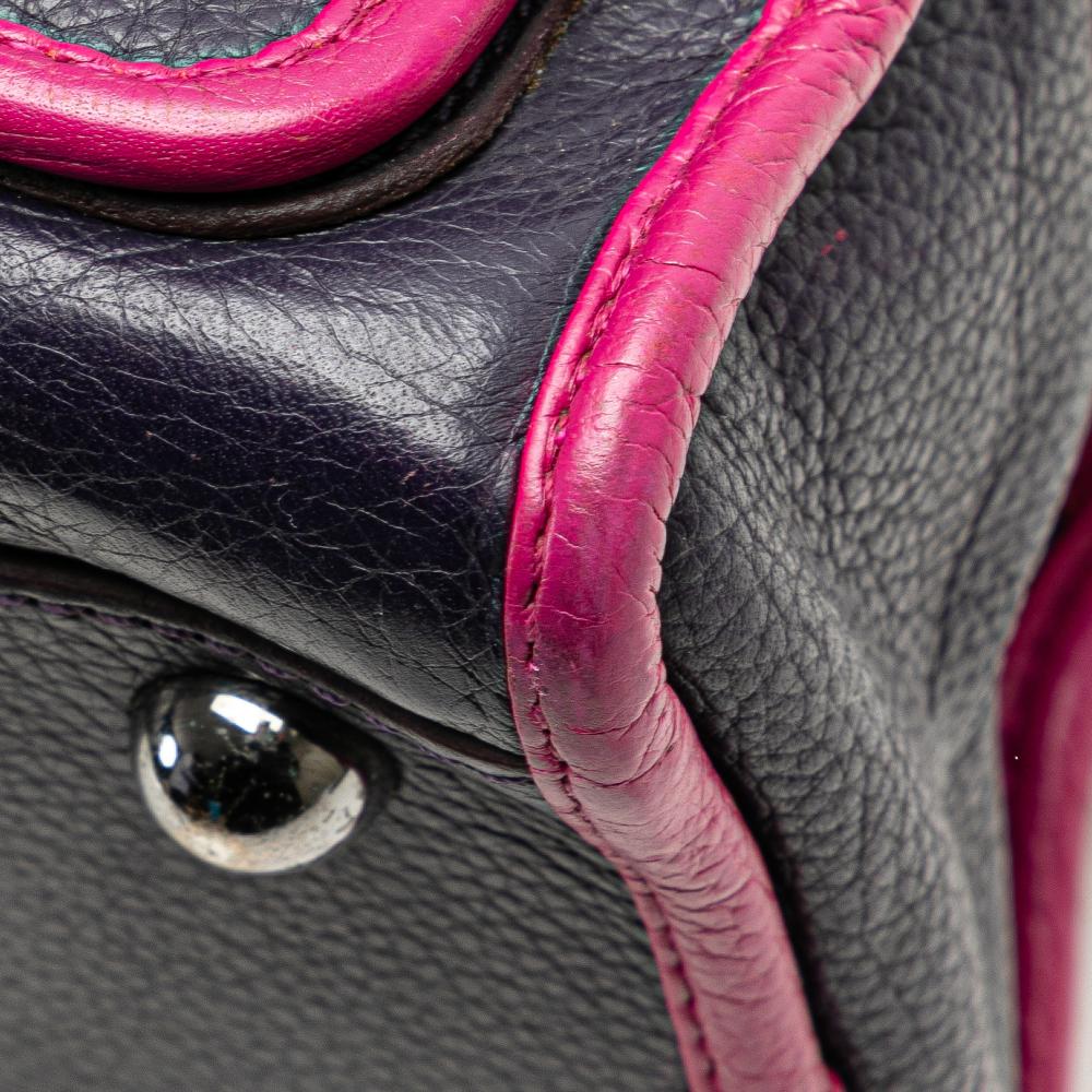 Loewe B LOEWE Blue Navy with Pink Calf Leather Grained Bicolor skin Cruz Satchel Spain