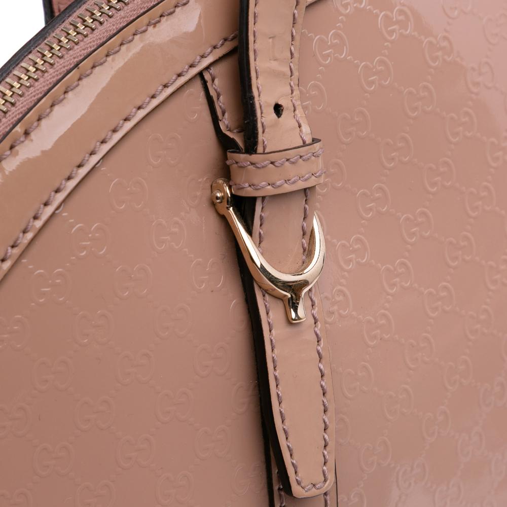 Gucci B Gucci Brown Beige Patent Leather Leather Large Microguccissima Patent Nice Dome Satchel Italy