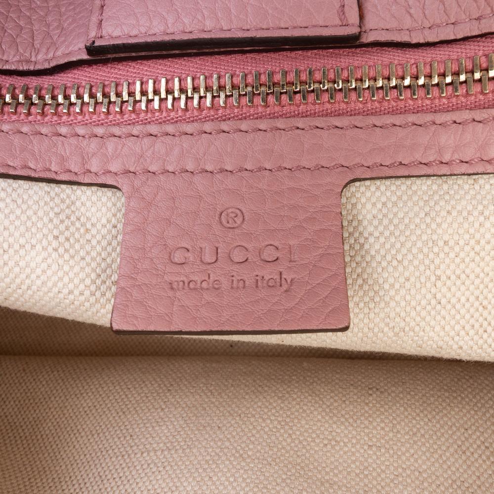 Gucci B Gucci Pink Calf Leather Medium skin Bamboo Shopper Satchel Italy