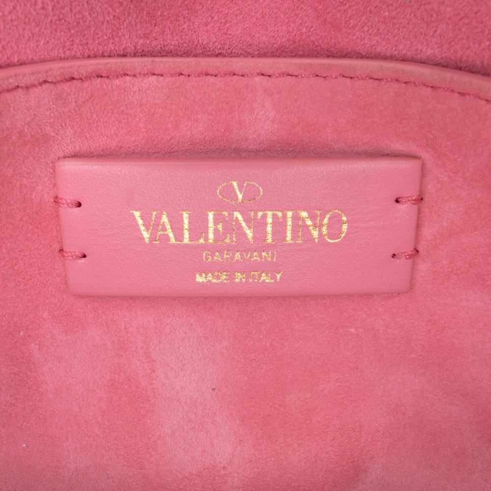 Valentino AB Valentino Pink Calf Leather Small VLogo Type Crossbody Italy
