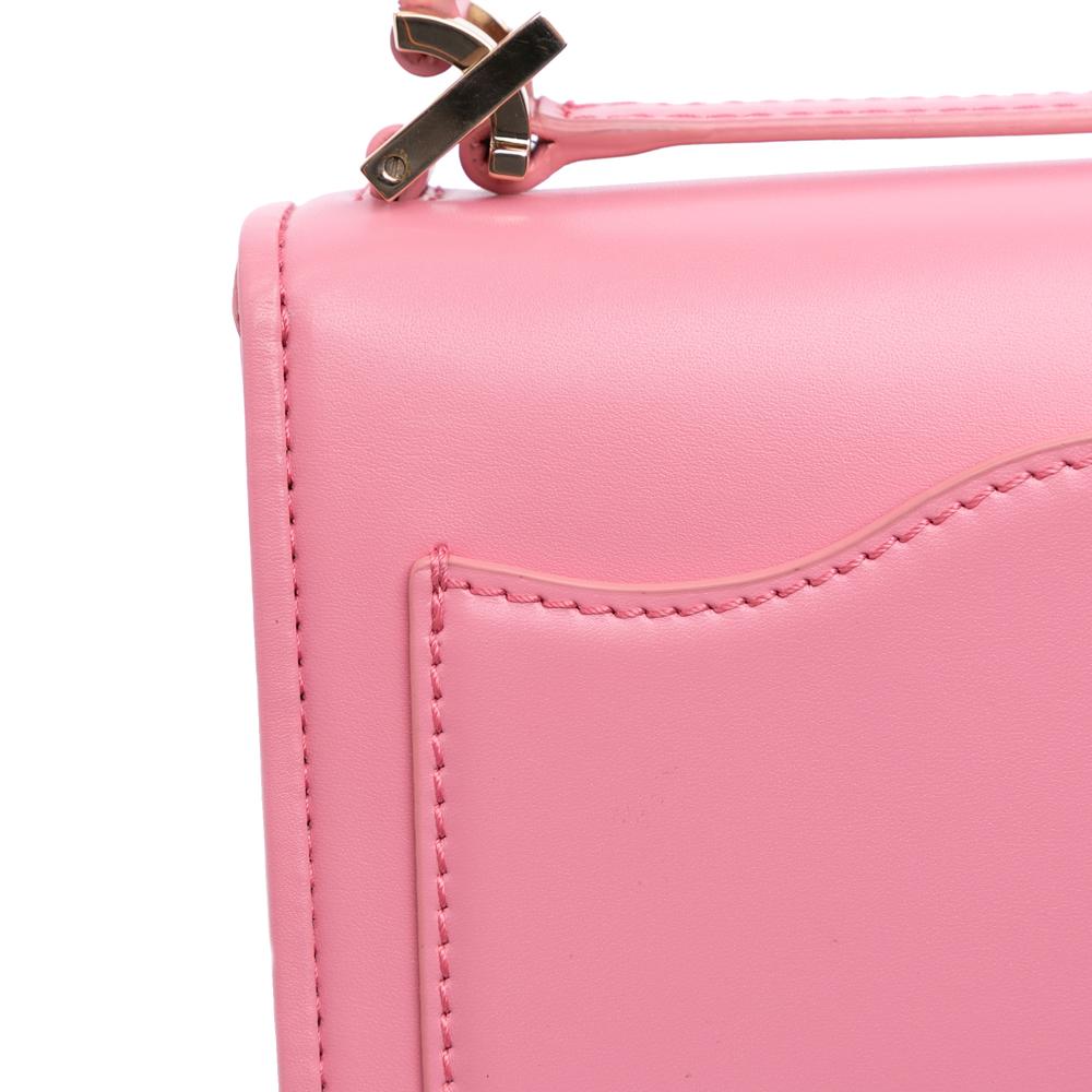 Valentino AB Valentino Pink Calf Leather Small VLogo Type Crossbody Italy