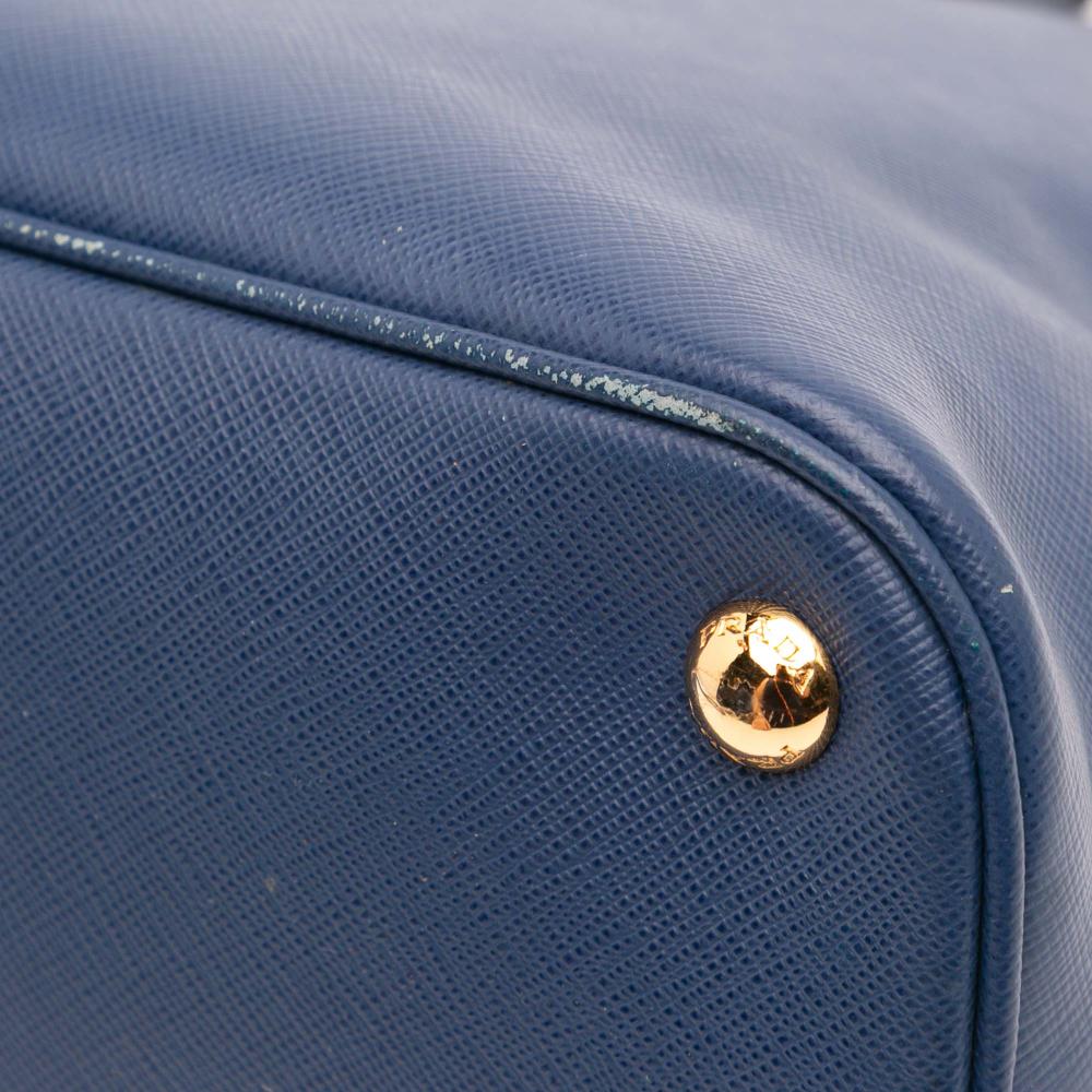 Prada B Prada Blue Saffiano Leather Medium Lux Promenade Satchel Italy