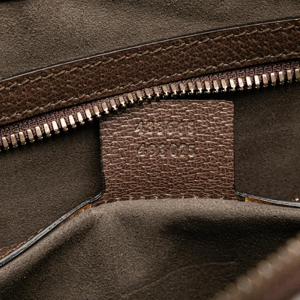 Gucci B Gucci Brown Beige Coated Canvas Fabric GG Supreme Web Butterfly Clutch Italy