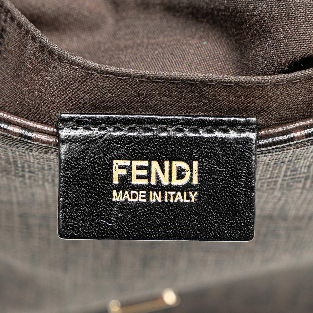 Fendi B Fendi Brown Coated Canvas Fabric Zucchino Spalmati Crossbody Italy