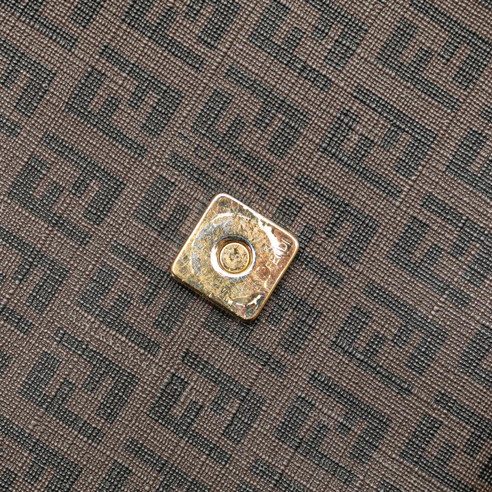 Fendi B Fendi Brown Coated Canvas Fabric Zucchino Spalmati Crossbody Italy