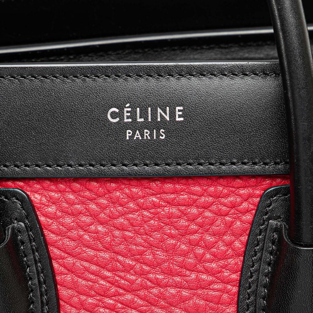 Celine B Celine Red with Multi Calf Leather Nano Tricolor Nubuck and skin Luggage Tote Italy