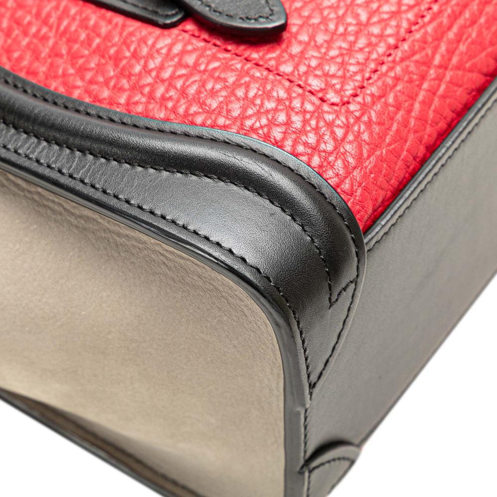 Celine B Celine Red with Multi Calf Leather Nano Tricolor Nubuck and skin Luggage Tote Italy