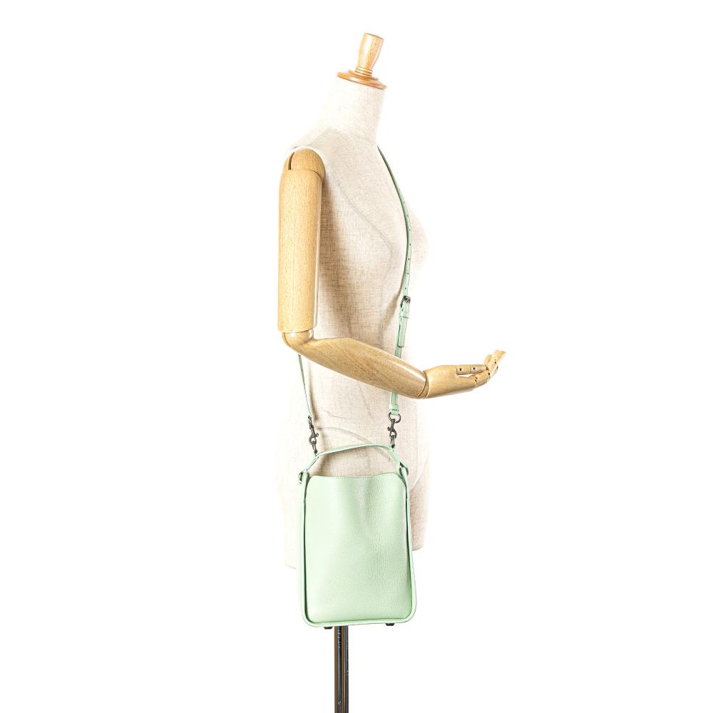 Balenciaga B Balenciaga Green Light Green Calf Leather Pebbled skin Tool 2.0 North South XS Tote Italy