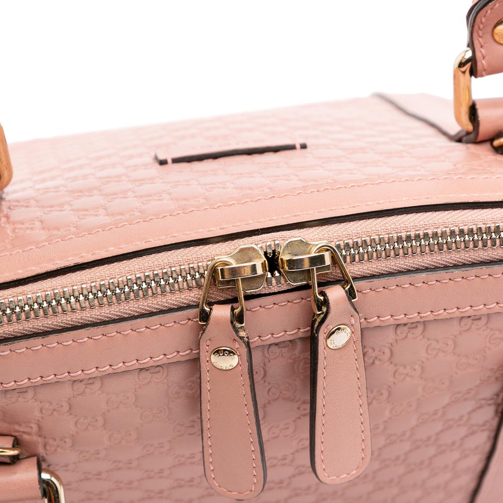 Gucci B Gucci Pink Calf Leather Medium Microguccissima Dome Satchel Italy