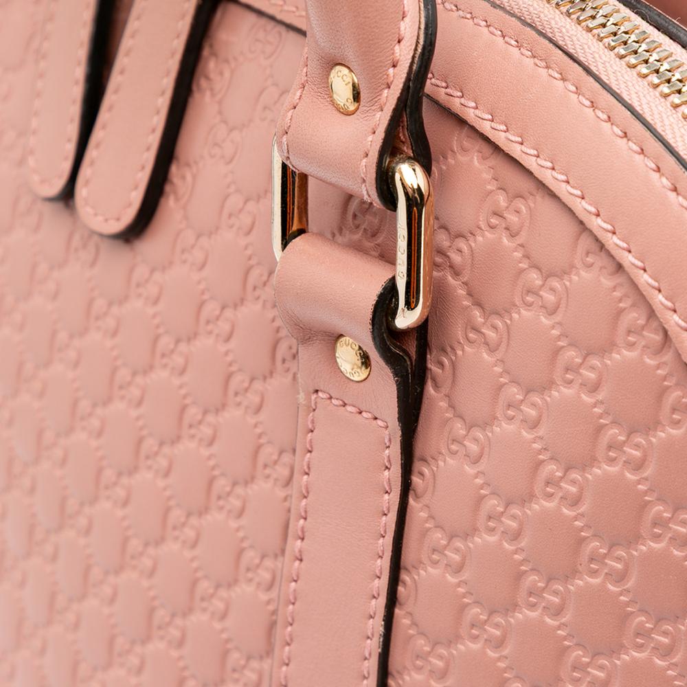 Gucci B Gucci Pink Calf Leather Medium Microguccissima Dome Satchel Italy