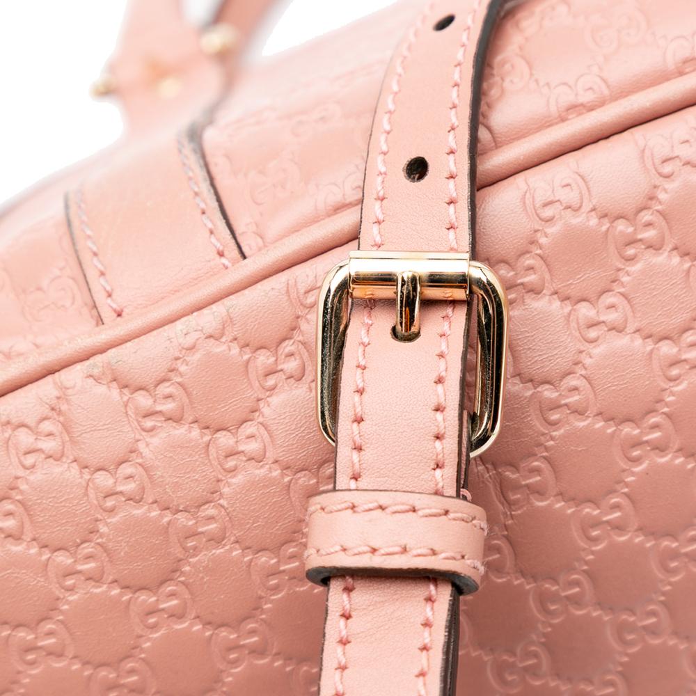 Gucci B Gucci Pink Calf Leather Medium Microguccissima Dome Satchel Italy