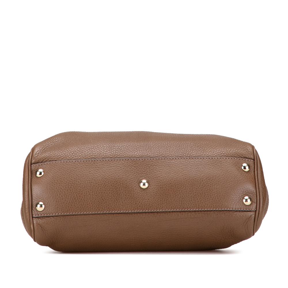 Gucci B Gucci Brown Calf Leather Small skin Bamboo Shopper Satchel Italy