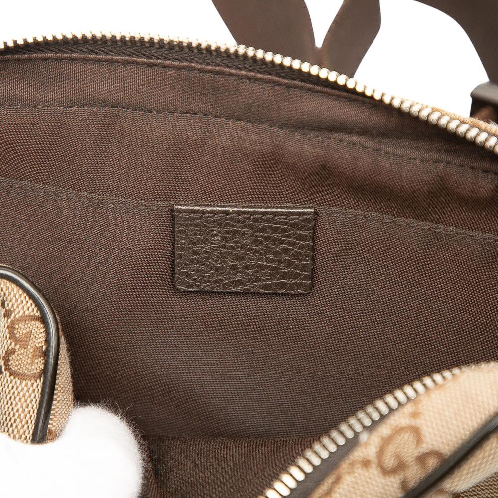 Gucci AB Gucci Brown Beige Canvas Fabric GG Belt Bag Italy