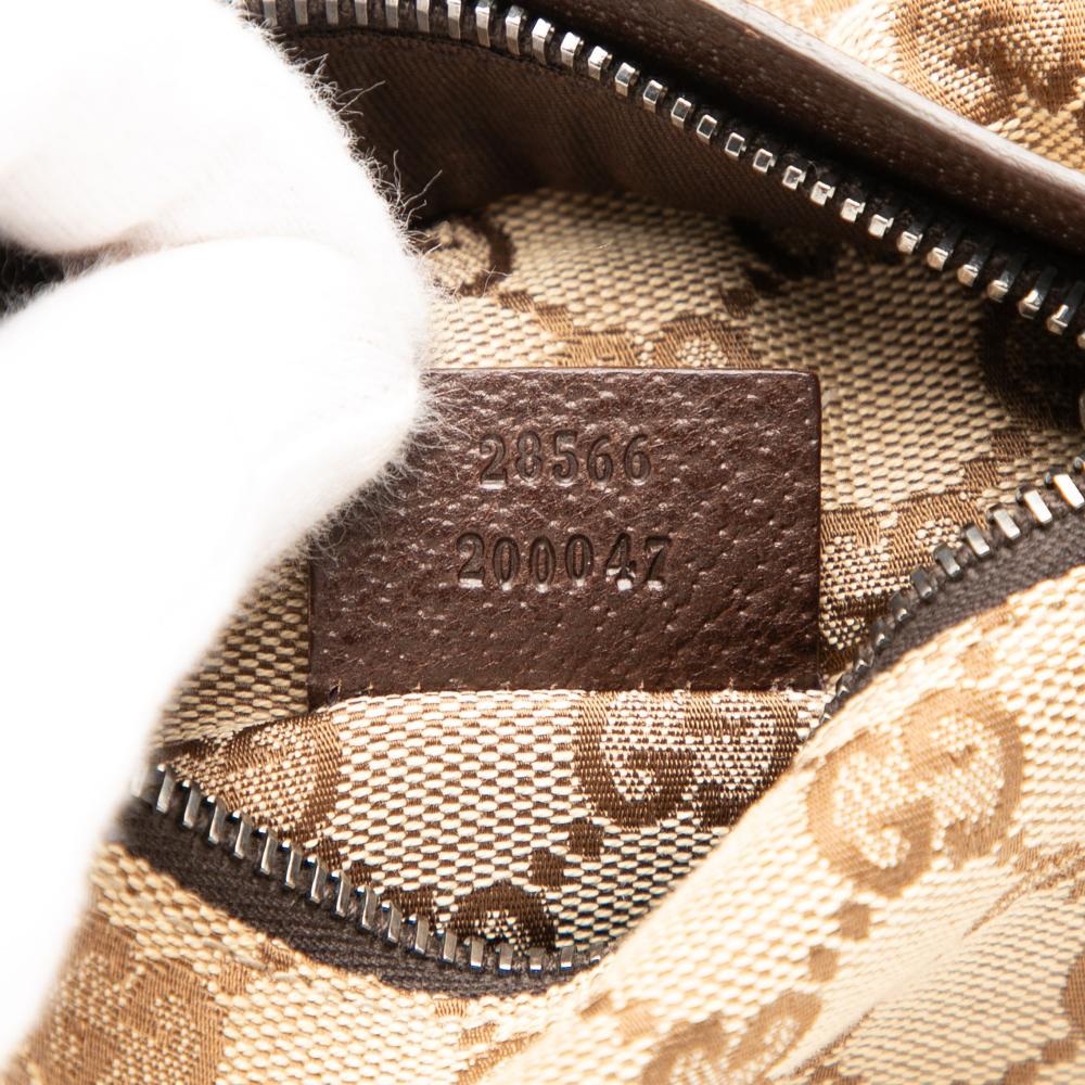 Gucci B Gucci Brown Beige Canvas Fabric GG Double Pocket Belt Bag Italy