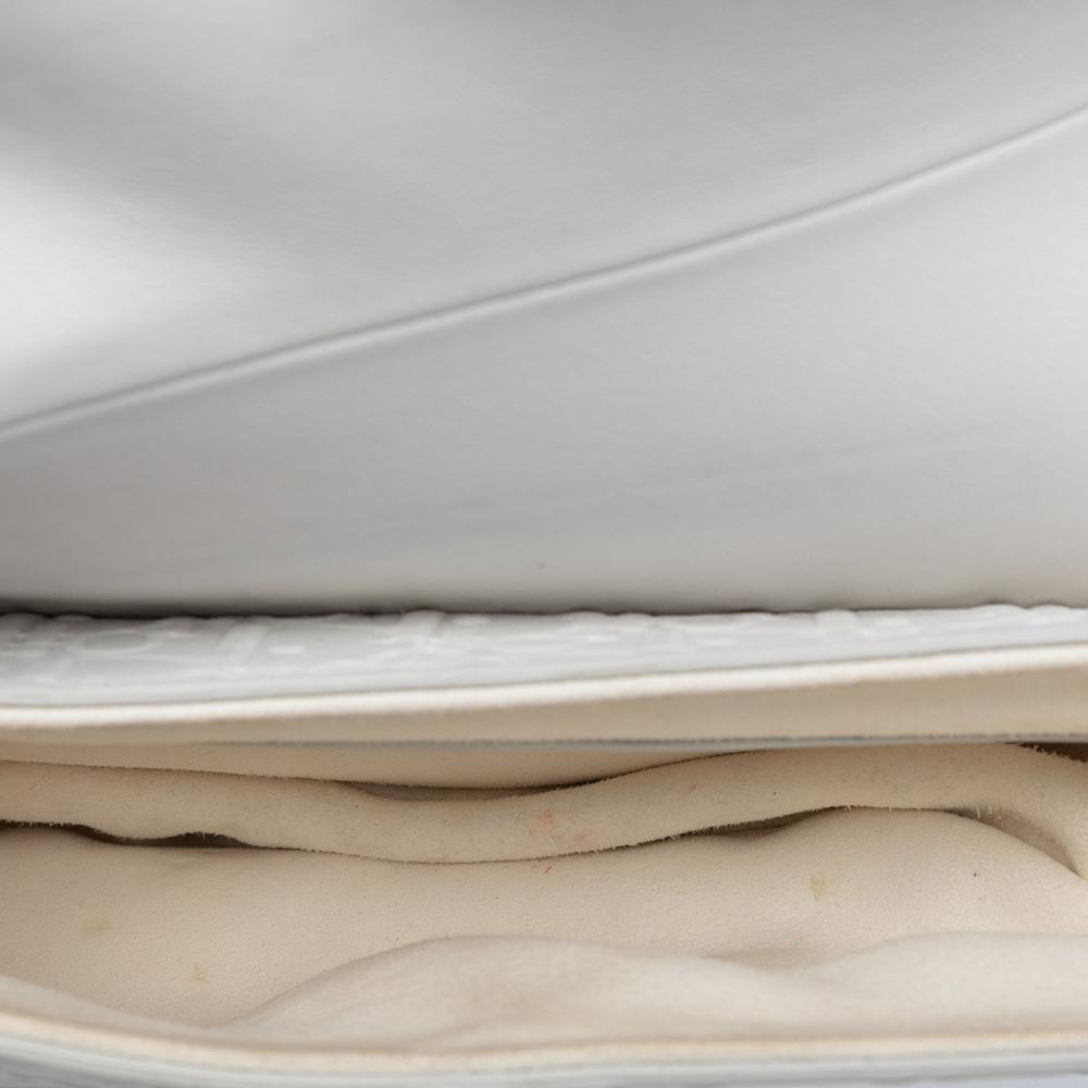 Christian Dior B Dior White Calf Leather Oblique Embossed skin Saddle Bag Italy