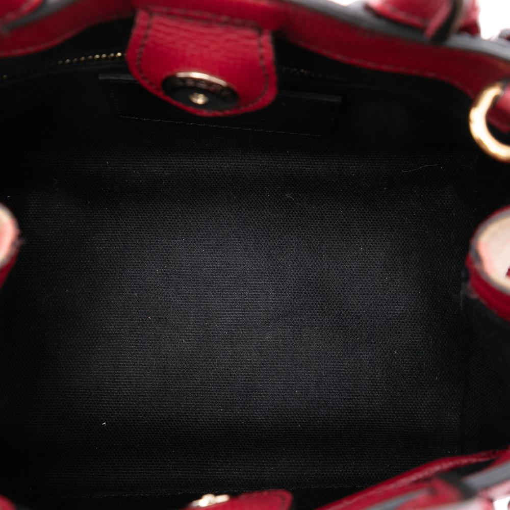 Burberry B Burberry Red Calf Leather Small Grainy skin and House Check Banner Satchel Italy