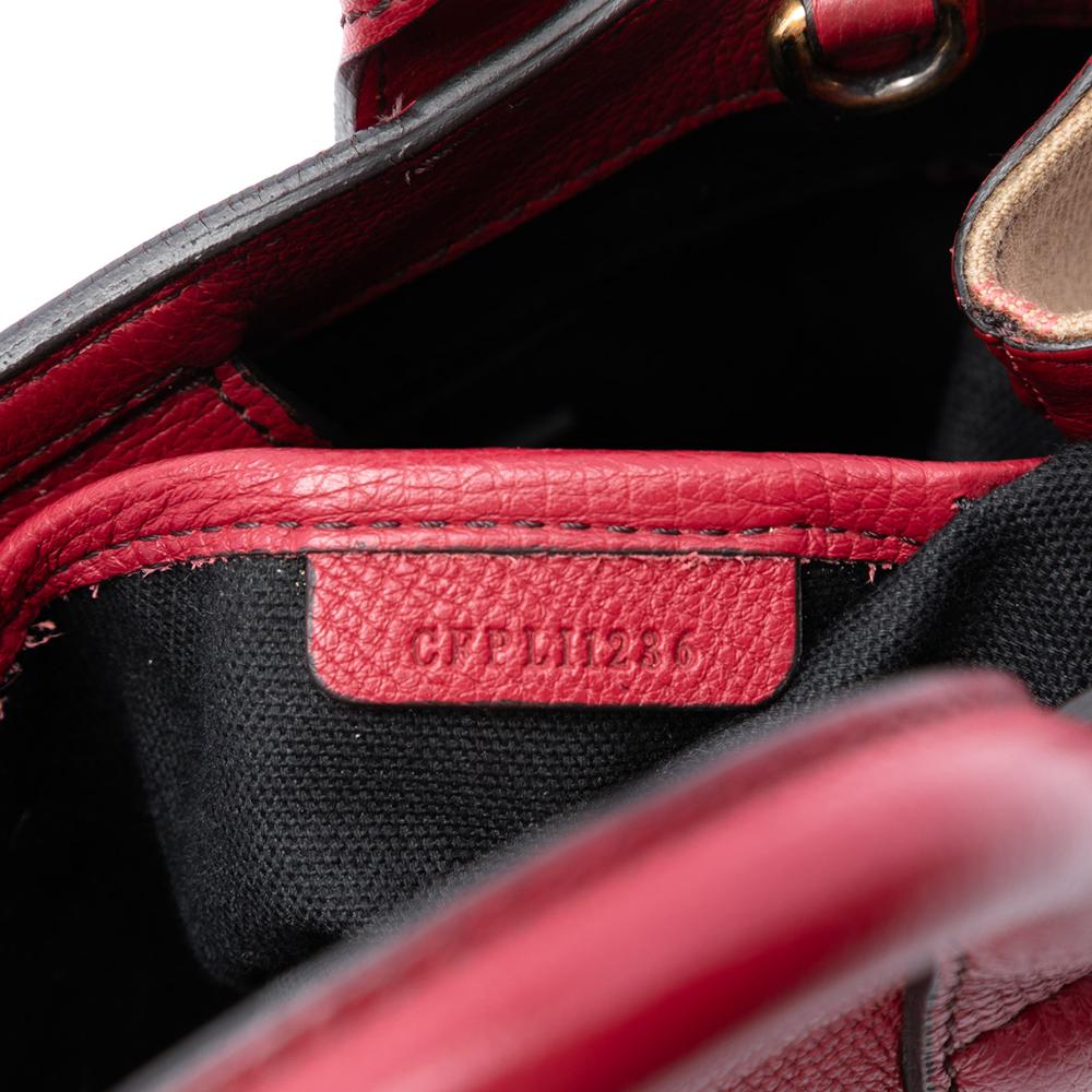 Burberry B Burberry Red Calf Leather Small Grainy skin and House Check Banner Satchel Italy