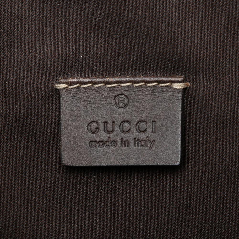 Gucci AB Gucci Brown Beige Coated Canvas Fabric GG Supreme Briefcase Italy