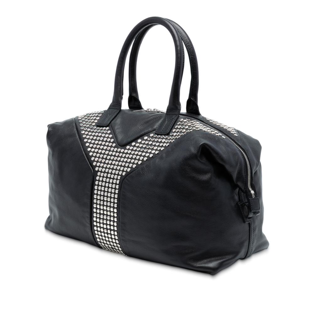 Saint Laurent AB Saint Laurent Black Calf Leather Studded Easy Y Tote Italy