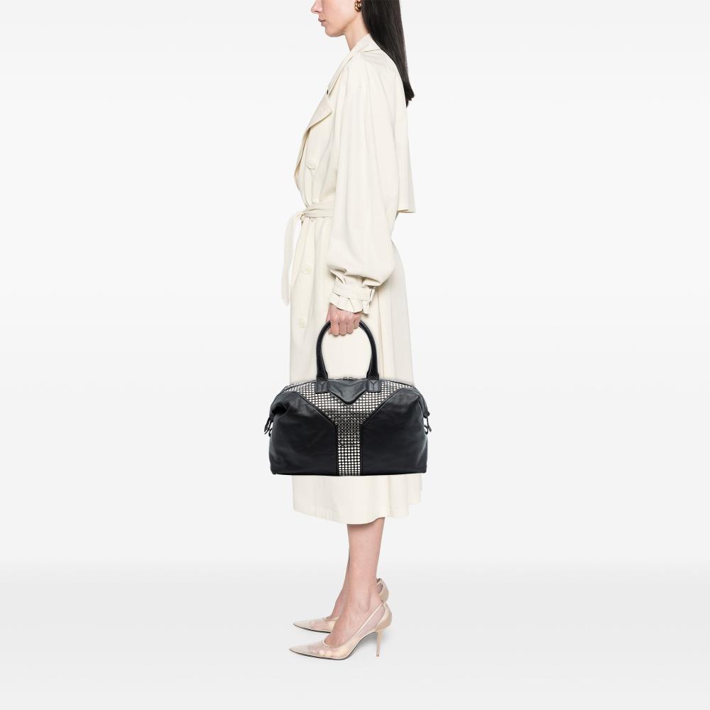 Saint Laurent AB Saint Laurent Black Calf Leather Studded Easy Y Tote Italy