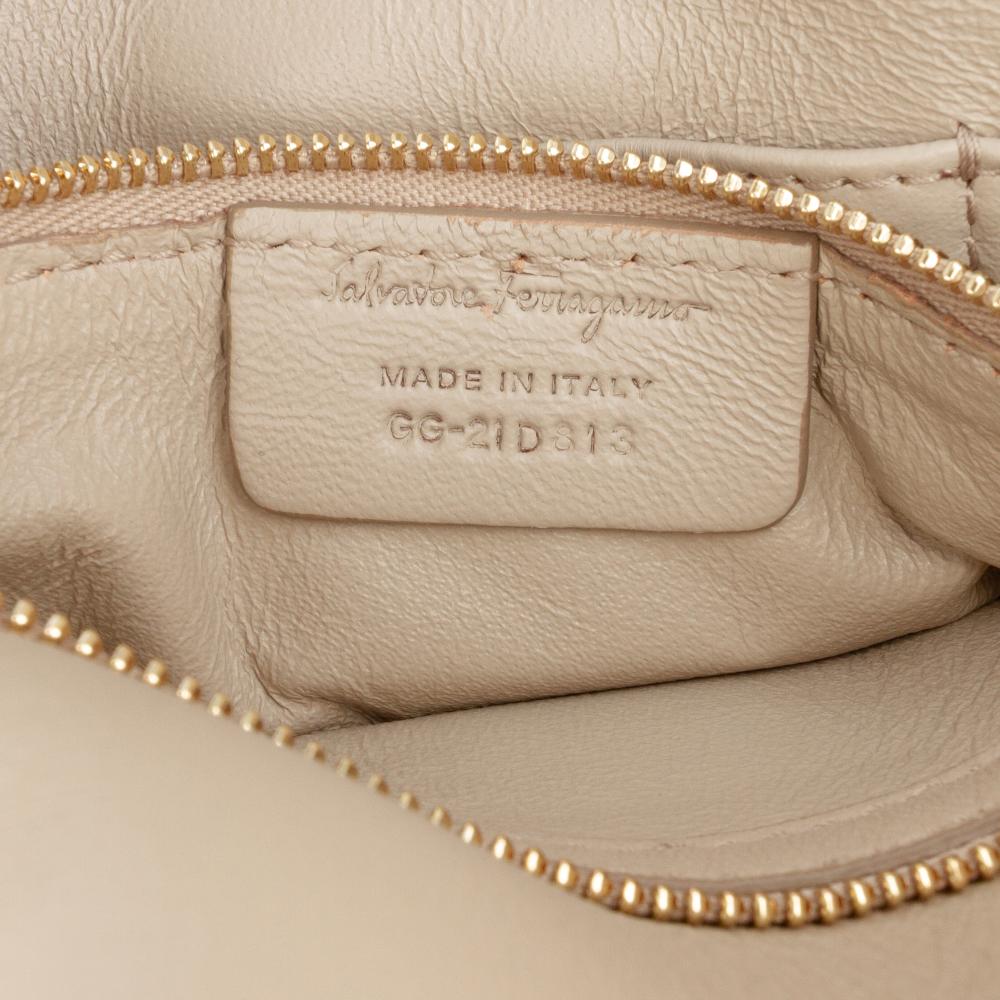 Ferragamo B Ferragamo Brown Calf Leather Gancini Sookie Tote Italy